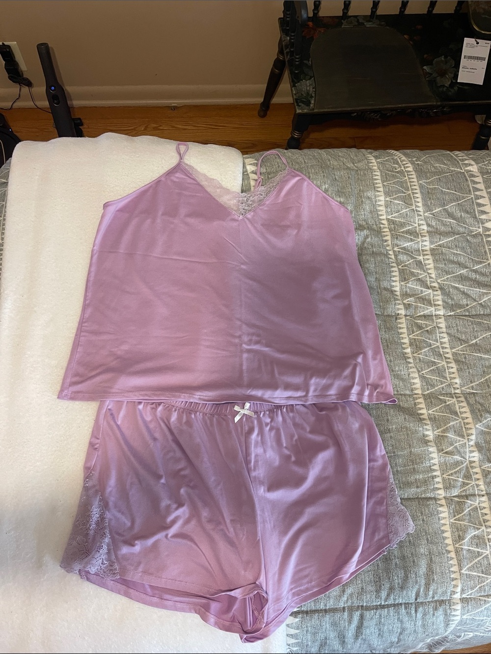 Women's Lilac Lace-Trim Camisole & Short Sleep Set